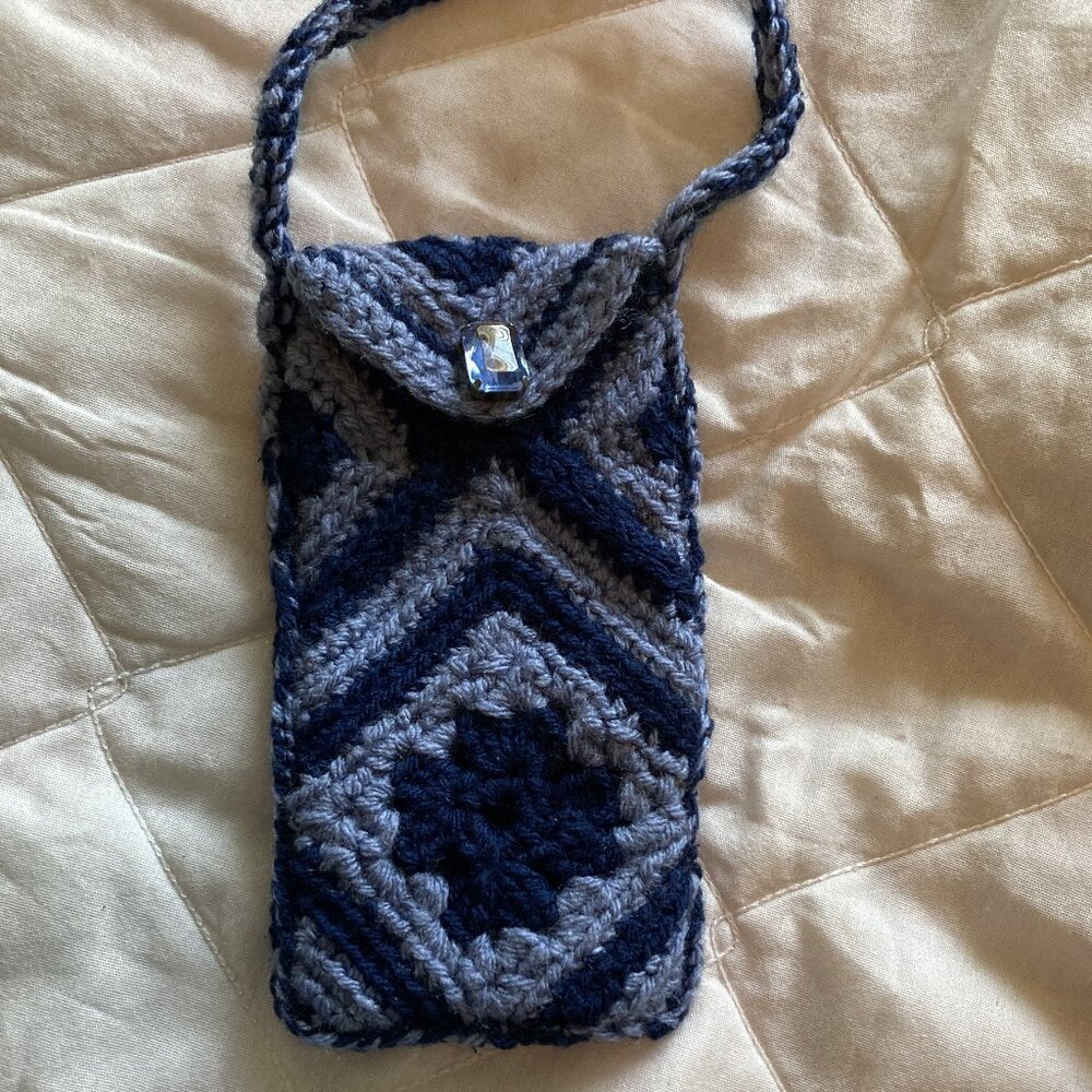 Granny Square Crochet Phone  Shoulder Bag - Hand crafted